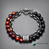 TCC™ Natural Red Tiger Eye & Matt Agate Stone Stainless Steel Bracelet